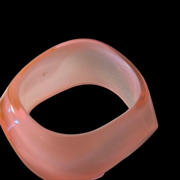 Chunky Wave Bangle Geometric Bangle 1990's Pink Bangle Pearlescent Translucent - Picture 2 of 7